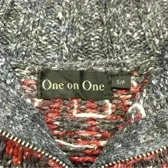 Vintage Wool Blend Boho/Bohemian Relaxed Fit Zip Up Grey Cardigan Sweater - Picture 5 of 13